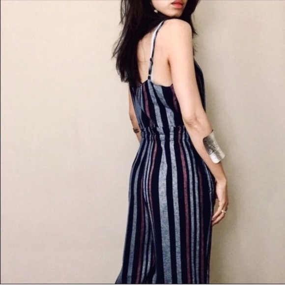 Splendid Crosshatch Stripe Tie Waist Jumpsuit - Picture 4 of 10